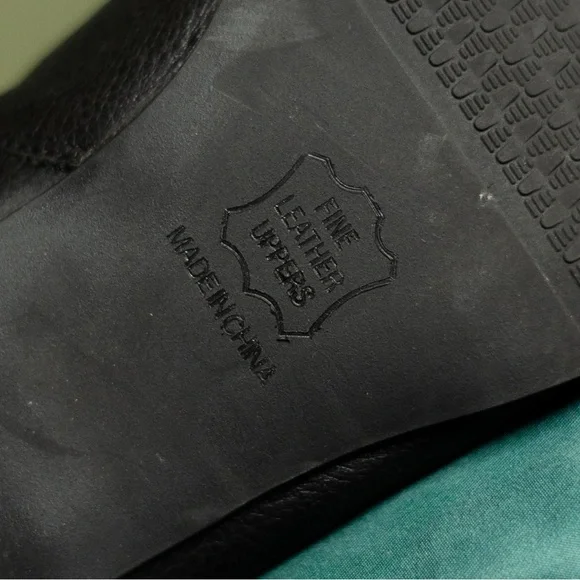 Black Leather Women's Wide Calf Moto Boots - Picture 4 of 9